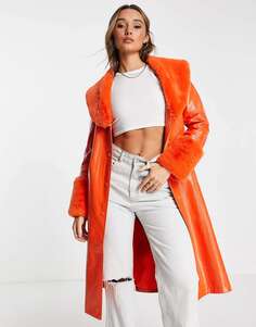 Оранжевая виниловая куртка с отделкой искусственным мехом Annorlunda