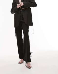 Черные брюки-клеш Topshop с вырезами и завязками