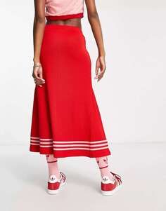 Красная трикотажная длинная юбка adidas Originals &apos;adicolor 70s&apos;