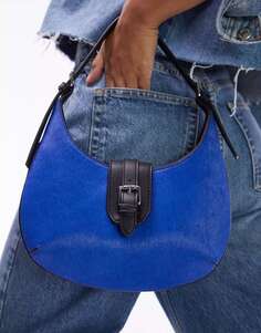 Синяя кожаная сумка на плечо Topshop Sailor с коровьим принтом