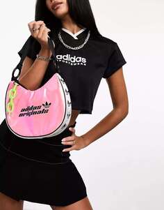 Мини-сумка через плечо adidas Originals ярко-розового и серебристого цвета