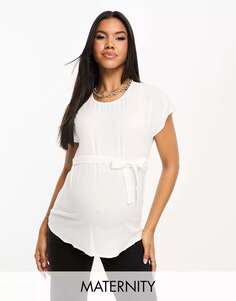 Белая футболка с завязкой на талии Mamalicious Maternity Mama.licious