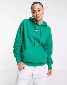 Оверсайз-пуловер с мини-галочкой Nike малахитового зеленого цвета унисекс