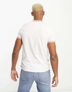 Бело-розовая футболка Sergio Tacchini Masters с полоской на груди