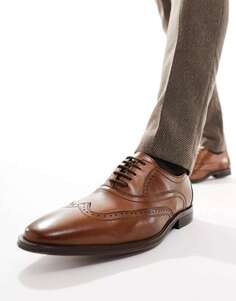 Коричневые кожаные туфли-броги со шнуровкой ASOS