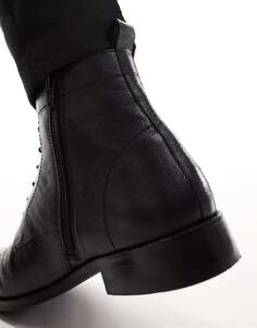 Черные кожаные ботинки на шнуровке ASOS