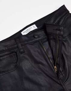 Черные прямые брюки с пышными формами и покрытием Abercrombie &amp; Fitch