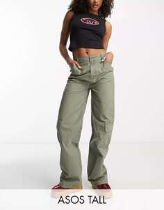 ASOS Высокие брюки-карго оверсайз с несколькими карманами цвета хаки