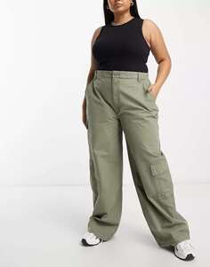 ASOS Curve Объемные брюки-карго с несколькими карманами цвета хаки