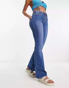Расклешенные джинсы с высокой посадкой JDY Flora средней степени стирки