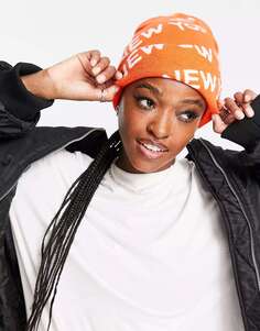 Эксклюзивная шапка-бини New Era с жаккардовым логотипом New York оранжевого цвета