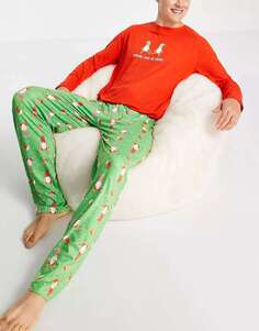 Уютная рождественская пижама с красно-зеленым принтом Loungeable
