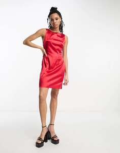 Красное атласное мини-платье с разрезом Urban Threads