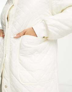 Белое длинное пуховое пальто с капюшоном Urban Revivo