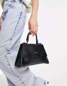 Черная сумка-саквояж с изогнутым дном и ремешком через плечо Claudia Canova