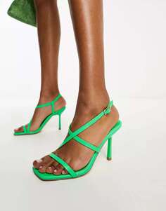 Ярко-зеленые босоножки на каблуке с ремешками Office Malorie