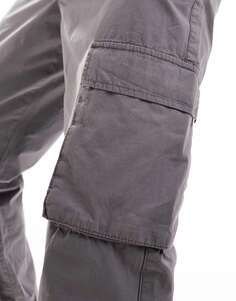 Темно-серые зауженные брюки-карго ASOS с эластичной резинкой на талии