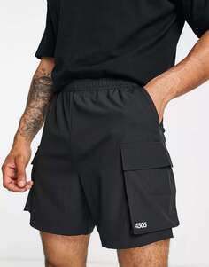 Черные быстросохнущие спортивные шорты с накладными карманами Icon ASOS