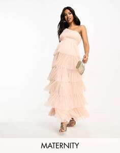 Beauut Maternity Bridesmaid Розовое платье макси на одно плечо