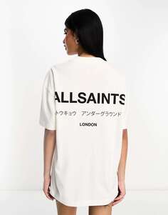 Белая объемная футболка с логотипом на спине AllSaints Underground
