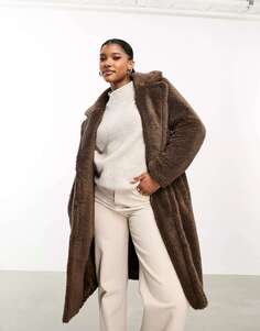 Шоколадно-коричневое пальто oversize в стиле борг Threadbare Bear