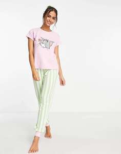 Пижамный комплект Tom &amp; Jerry розового и зеленого цветов Urban Threads