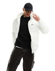 Белая куртка-пуховик с капюшоном Pull&amp;Bear