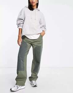 Минимальные брюки-карго с лоскутным шнуром цвета хаки ASOS