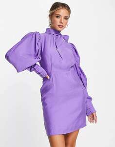 &amp; Other Stories Фиолетовое мини-платье с объемными рукавами и бантом