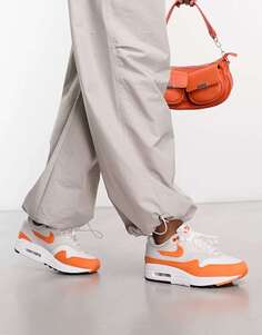 Кроссовки Nike Air Max 1 серого и безопасного оранжевого цвета
