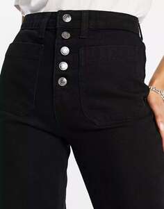 Черные прямые джинсы с пуговицами спереди DTT Fern Don&apos;t Think Twice