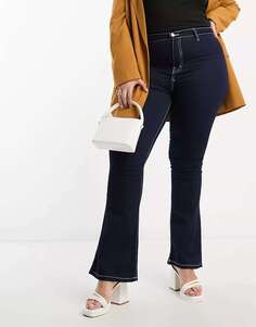 Синие джинсы в стиле диско с завышенной талией и карманом в форме сердца DTT Plus Bianca Don&apos;t Think Twice