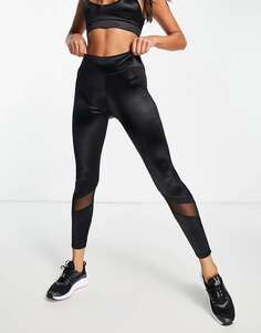 Черные леггинсы с мокрым эффектом River Island Active