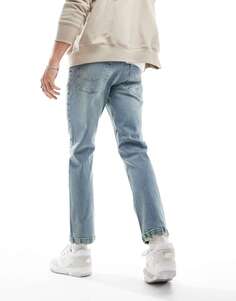 Узкие джинсы ASOS с потертым краем по низу винтажного синего цвета