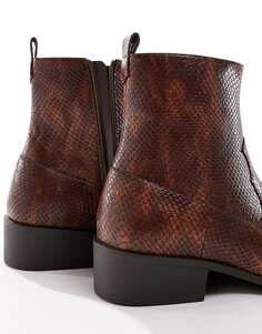 Коричневые ботинки челси в стиле вестерн на широком каблуке из коллекции Truffle Collection