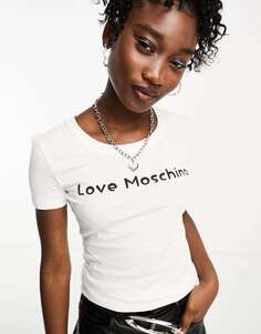 Белая приталенная футболка с логотипом Love Moschino