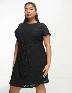 Черное мини-платье Only с кулиской на талии ONLY Curve