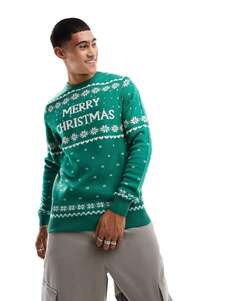 Зеленый джемпер Jack &amp; Jones Christmas Fair Isle