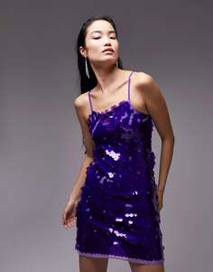 Пурпурное мини-платье с пайетками Topshop