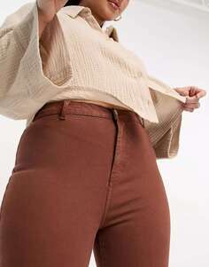 Шоколадные широкие джинсы с завышенной талией DTT Plus Bianca Don&apos;t Think Twice