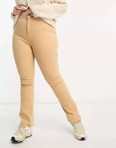 Светло-бежевые диско-джинсы с завышенной талией и широкими штанинами DTT Plus Bianca Don&apos;t Think Twice