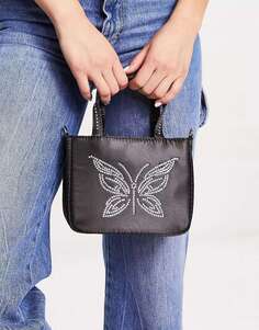 Черная мини-сумка Skinnydip с принтом кристальных бабочек