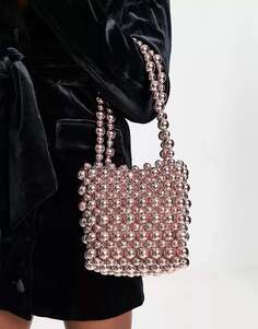Розовая сумка через плечо с шариковыми бусинами ASOS