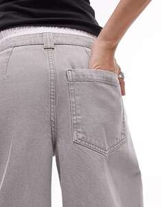 Серые широкие брюки-боксеры Topshop с короткими вставками и широкими штанинами