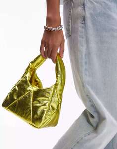 Золотая объемная сумка-саквояж Topshop Gabby