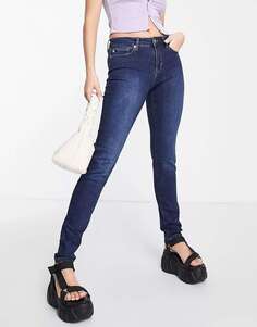 Синие джинсы скинни с логотипом Love Moschino
