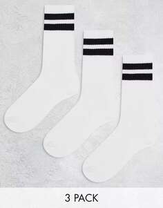 3 пары спортивных носков Bershka белого цвета