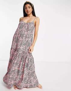 Пляжное платье макси Influence с розовым принтом