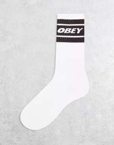 Белые носки Obey Cooper II с коричневой полосой