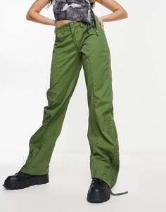 Зеленые брюки с присборенными краями Motel